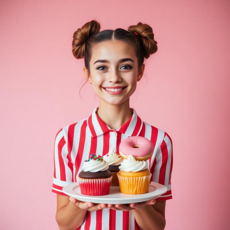 Baker with cupcakes